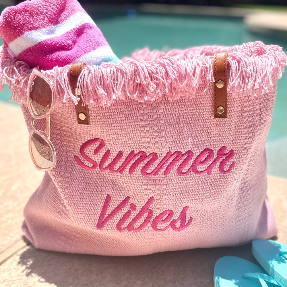 Summer Vibes Pink Tote Bag